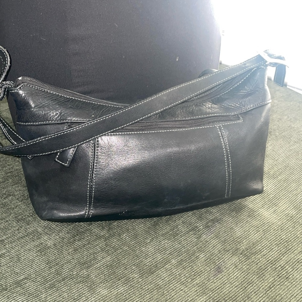 Vintage black leather Tignanello hobo style bag